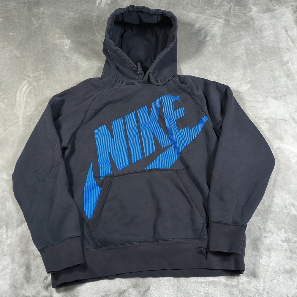 Nike Hoodie Mens Large‎ Black Blue Pullover  Swoosh Logo Athletic